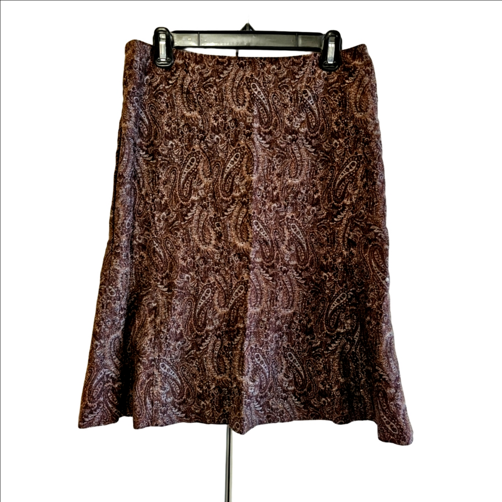 ✨ 3/$20✨ PREPPY Mocha Brown Paisley Knee Length Skirt